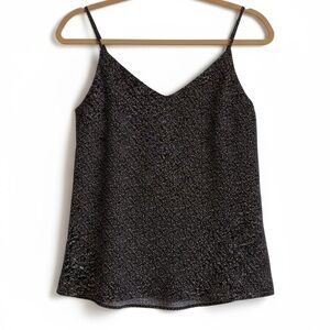 J. Crew Black Micro Print V-Neck Cami Tank Top Resortwear Vacation Size 2P